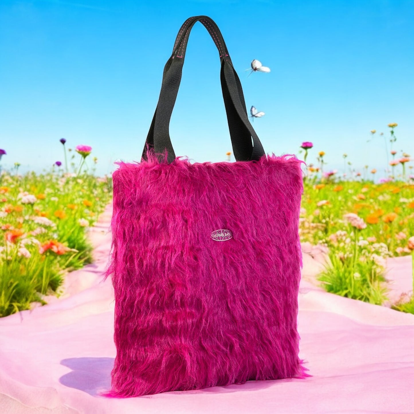 "CYCLAMEN" tote bag * faux fur