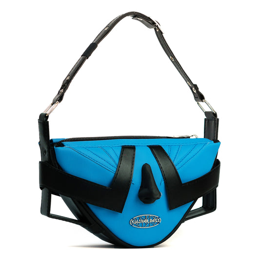 "THE FACE" blue shoulder bag