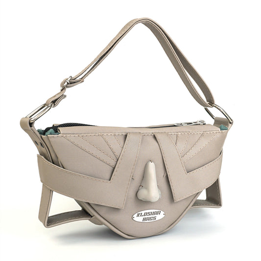 "THE FACE" beige shoulder bag