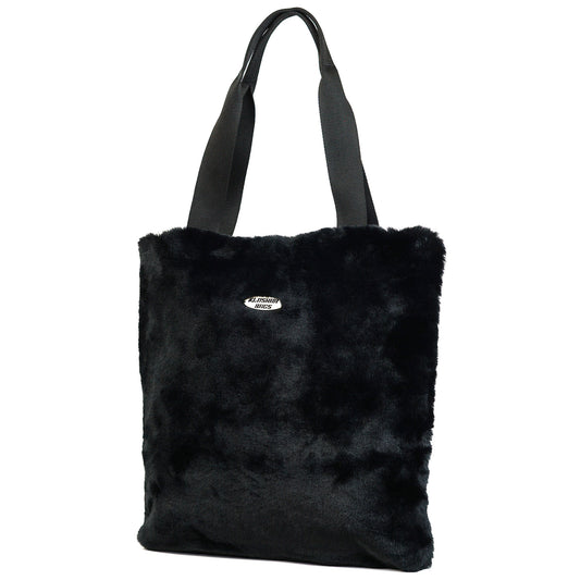 "BLACK" tote bag * faux fur