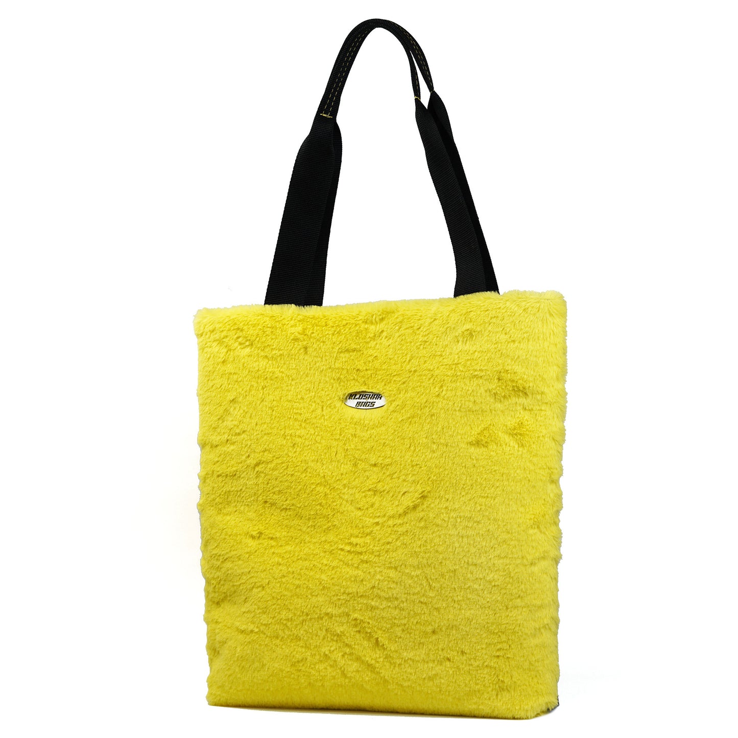 "YELLOW" tote bag * faux fur